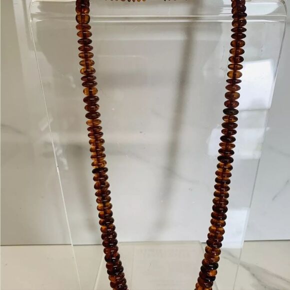 Vtg Carved Natural Baltic  Amber Graduated Disc Bead 38g 24” Necklace Rondelles - Picture 15 of 16